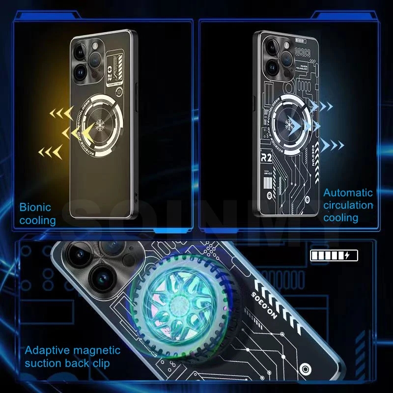 Kupfer-Metall-Kühlgehäuse für iPhone 15 14 13 12 11 Pro Max 14 Pro 14 Plus Graphen-Aluminium-Legierung Spiel Wärmeableitung Rückseite