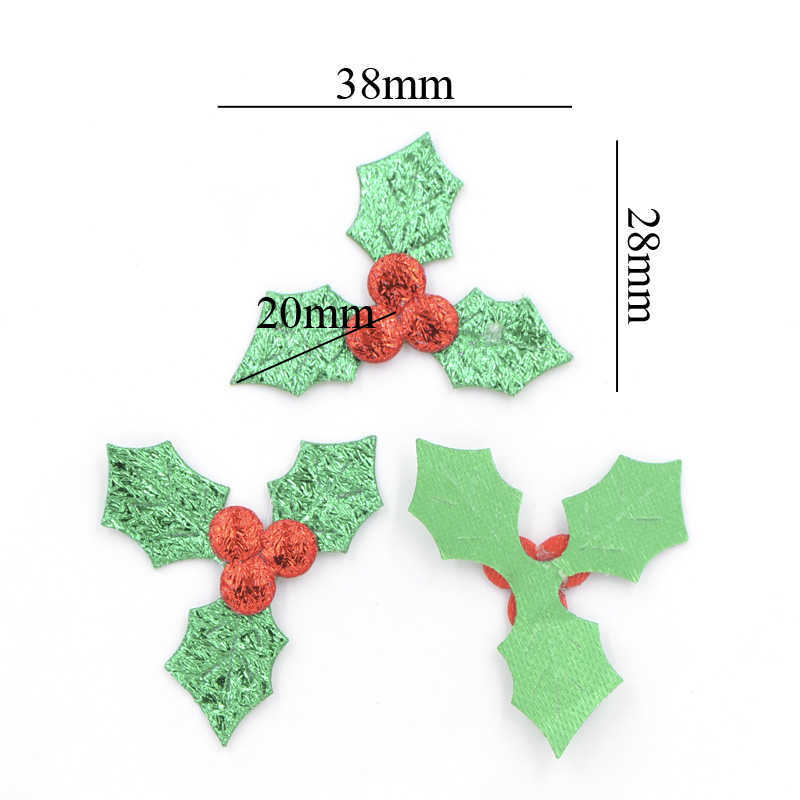 20pscsewing Notions Tools 60 Glinsterende groene hulstbladeren en frambozenstoffen stickers voor kerstdecoraties Tafelbar Accessoires K64 P230524