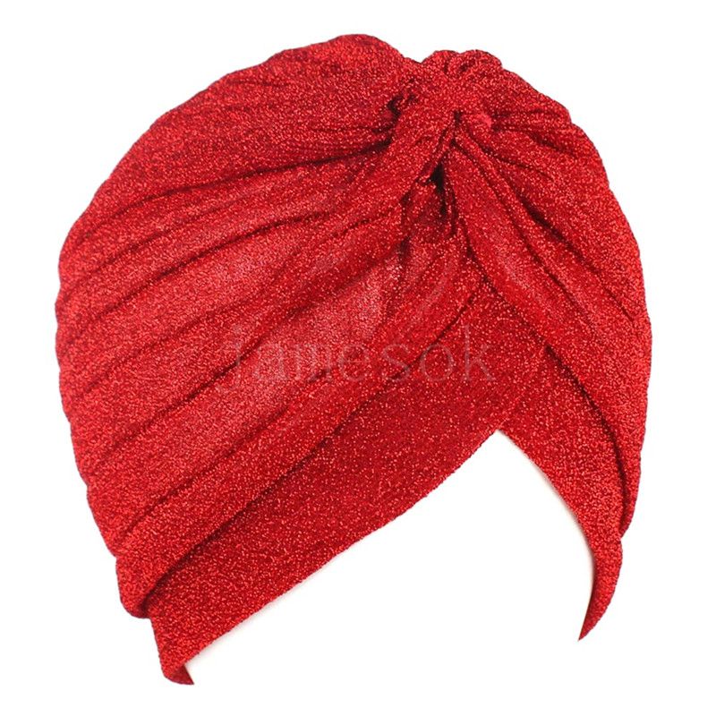 Bling Silver Gold Women Knot Twist Turban Autumn Winter Warm Muslim Scarf Casual Streetwear Female Indian Hats DD597