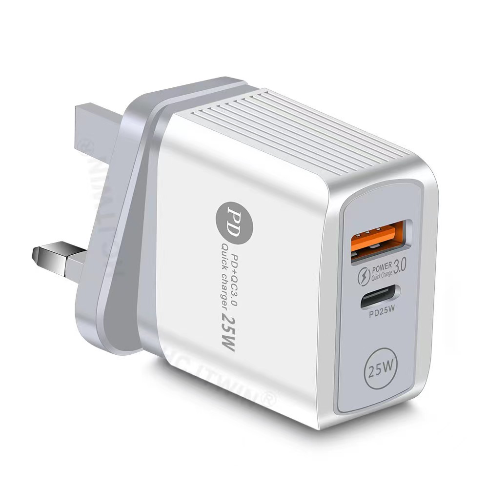 18W 25W snabb snabb laddning QC3.0 PD USB Type C AC Dual Ports Travel Wall Charger Adapter EU US UK Plug för Samsung S22 Note 10 iPhone 14 13 LG Android -telefon surfplatta