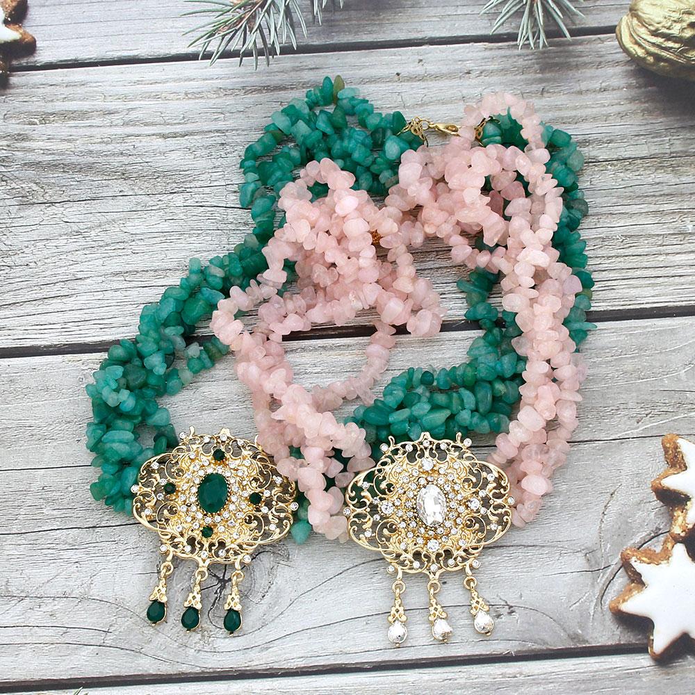 Colliers Neovisson Style de mode maroc collier fait à la main perles de pierre naturelle chaîne collier couleur or accessoires de mariée cadeau
