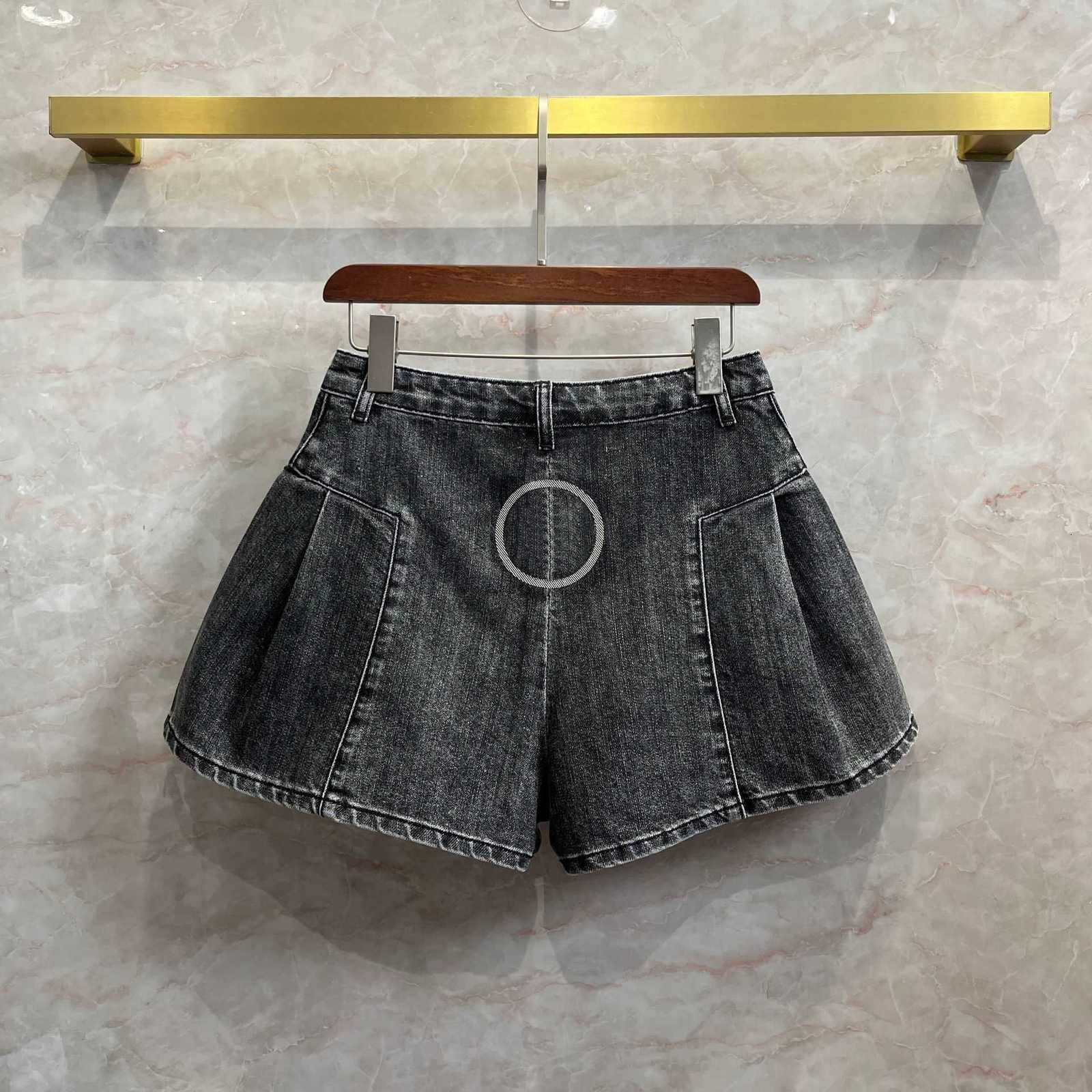 Kvinnors shorts designer bred ben denim kjol shorts, kvinnor rosa chic stil hög midja franska veckade löst passande stövlar, bantning a-line heta byxor nn8w