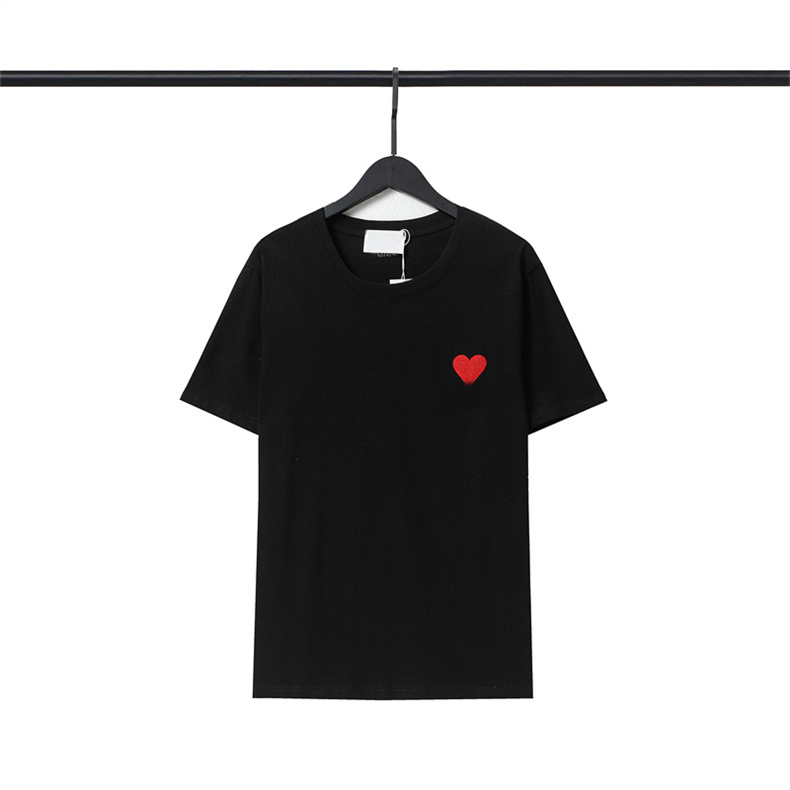 Mens Women Designer of luxury amis T Shirt Fashion Men S Casual Red heart A embroidery with back collar brand embroidery Tshirt Man Clothing Super size code