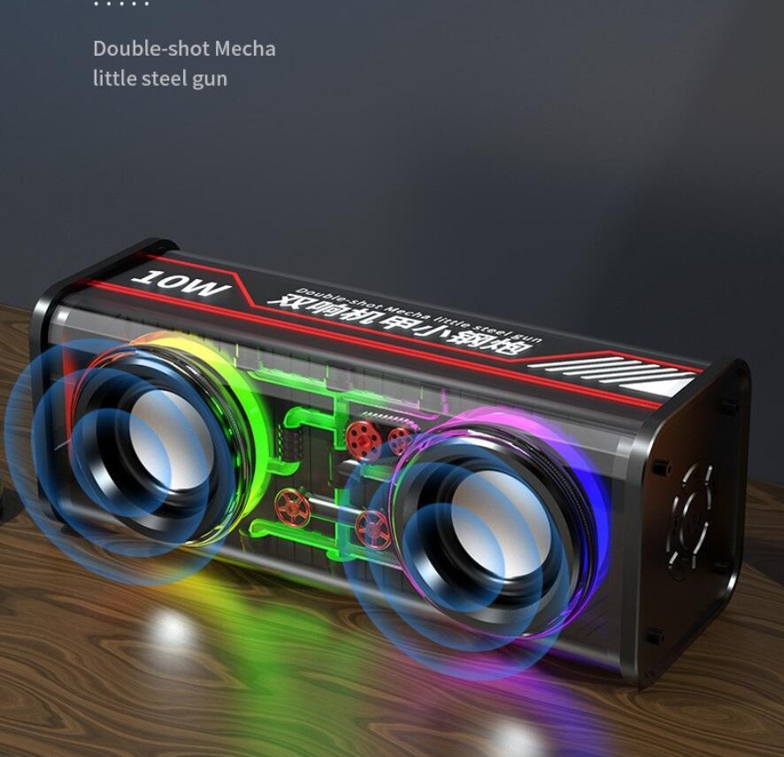 V8 Altoparlante Bluetooth Mecha trasparente TWS Interconnesso LED colorato ad alta potenza Subwoofer a lungo raggio Wave Play Cool Audio Gift