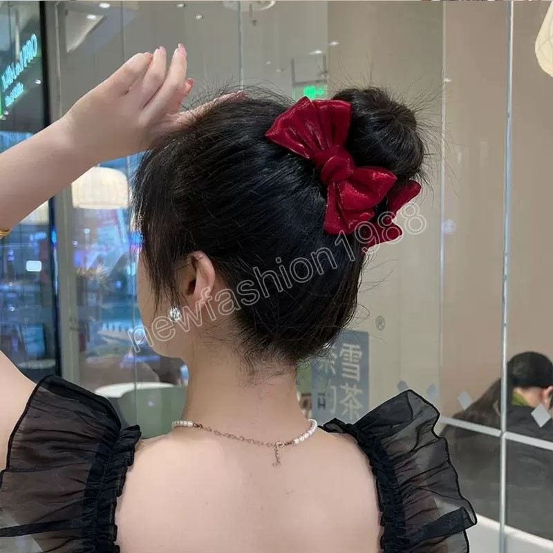Elegant Chiffon Bow Bun Headband Ponytail Hair Claw For Women Hair Holder Hair Clip Sweet Hair Decorate Fashion Hair Accessories