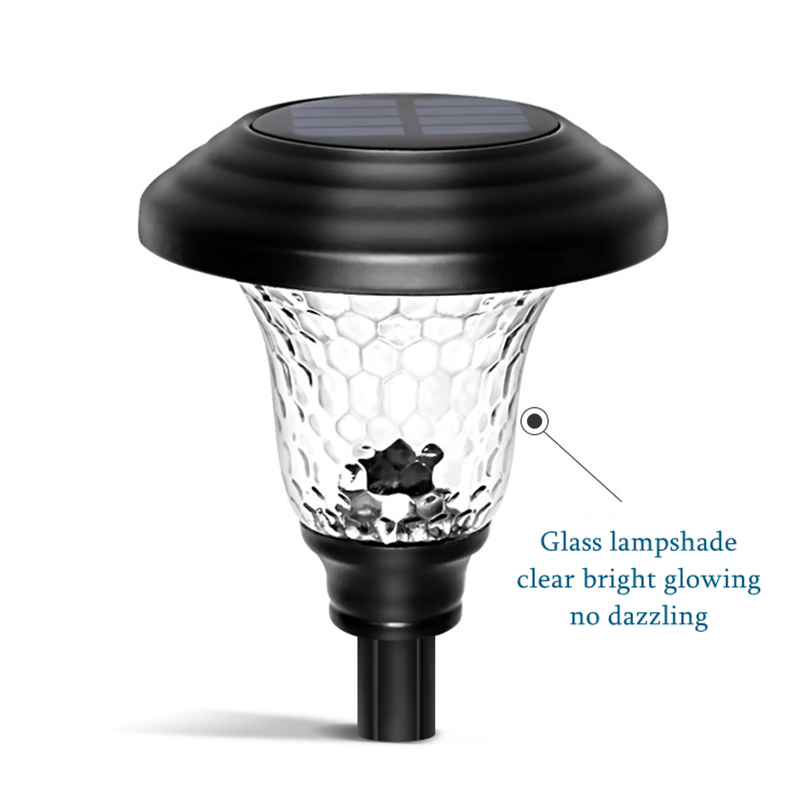 Solbelysning LED Solar Lawn Lamp utomhus vattentäta trädgårdsljus för gångväg gård bakgård landskap väg glas rostfritt stav svart silver brun