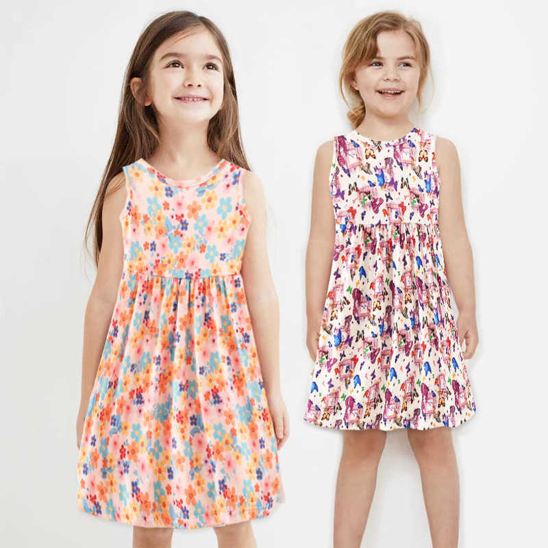 Girl's Dresses Summer multi-color Korean version clothing baby girls printed milk silk A-line tight fitting clothes children's sleeveless dress G220523