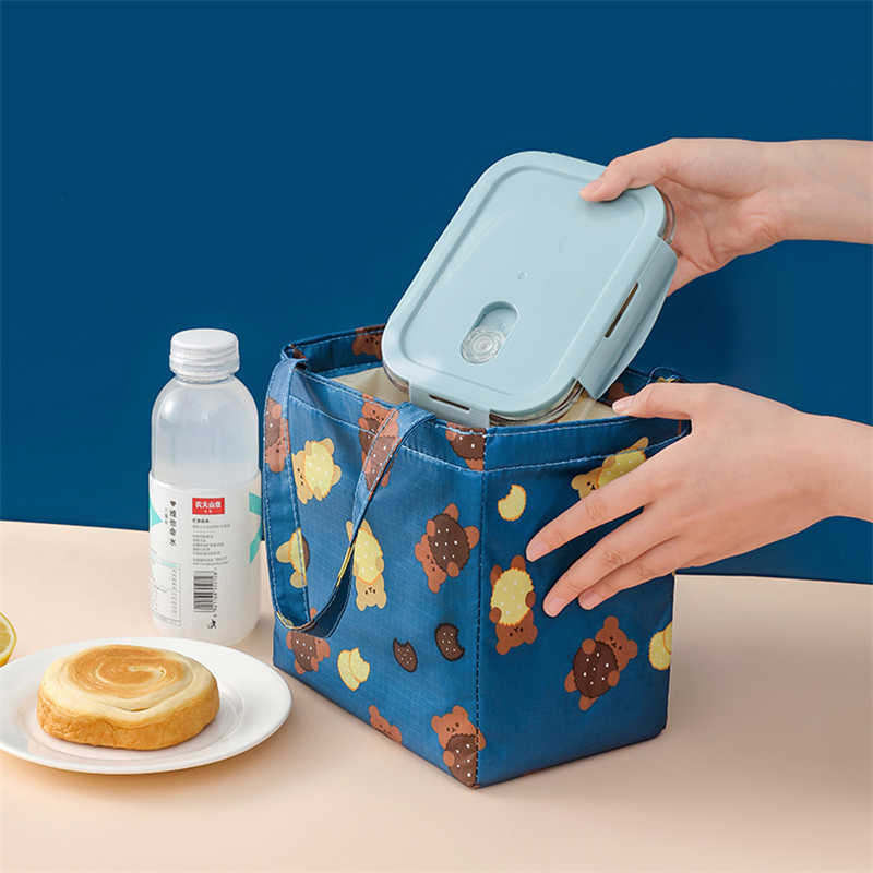 Backpacking Packs DrawString Isolated Lunch Thick Aluminium Foil Bento Box Cooler Handbag Picnic Dinner Container School Food Storage Bag P230524