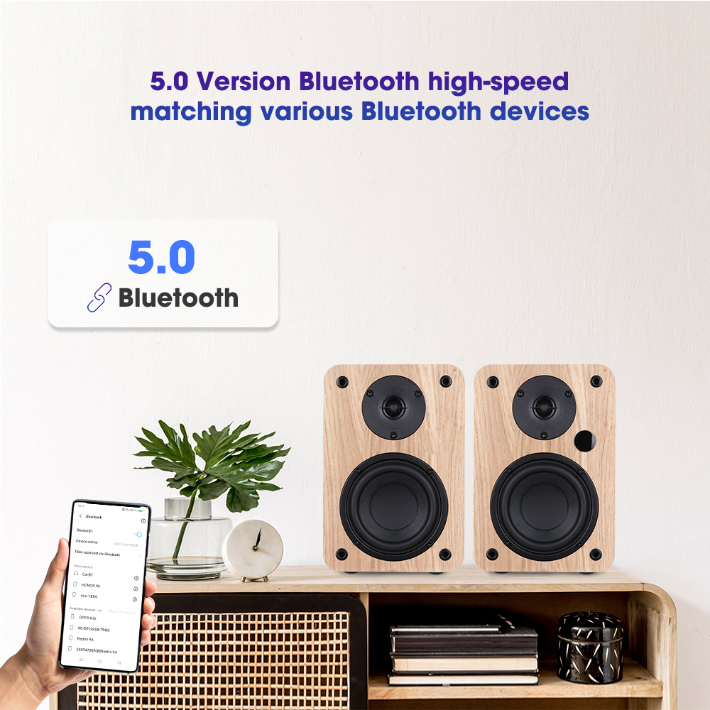 80W Subwoofer Soundbar Bluetooth Boombox Wooden Bookshelf Speakers 2.0 Home Theater System Bass Effect For PC TV Laptop