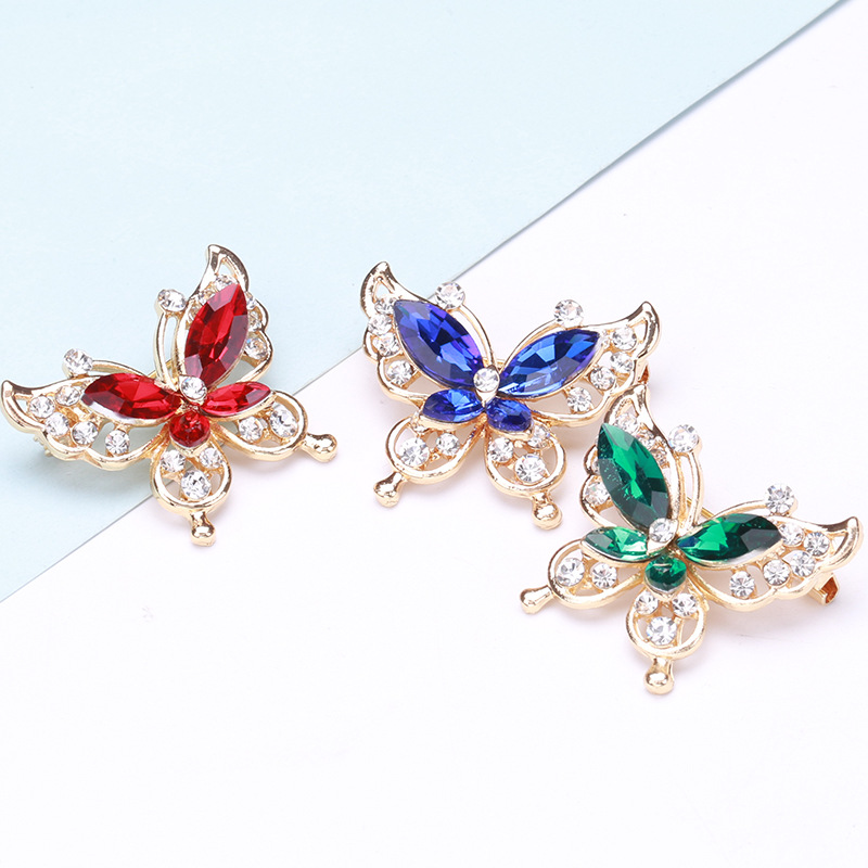 Brooch Fashion Beauty Women Gold Zinc Alloy Crystal Flower Butterfly Insect Pins