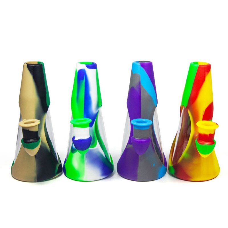 Fumer Coloré Silicone Cône Style Bong Pipes Kit Portable Bouteille En Verre Épais Herb Tabac Filtre Bol Bubbler Pipes À Main Narguilé Pipe À Eau Porte-Cigarette DHL