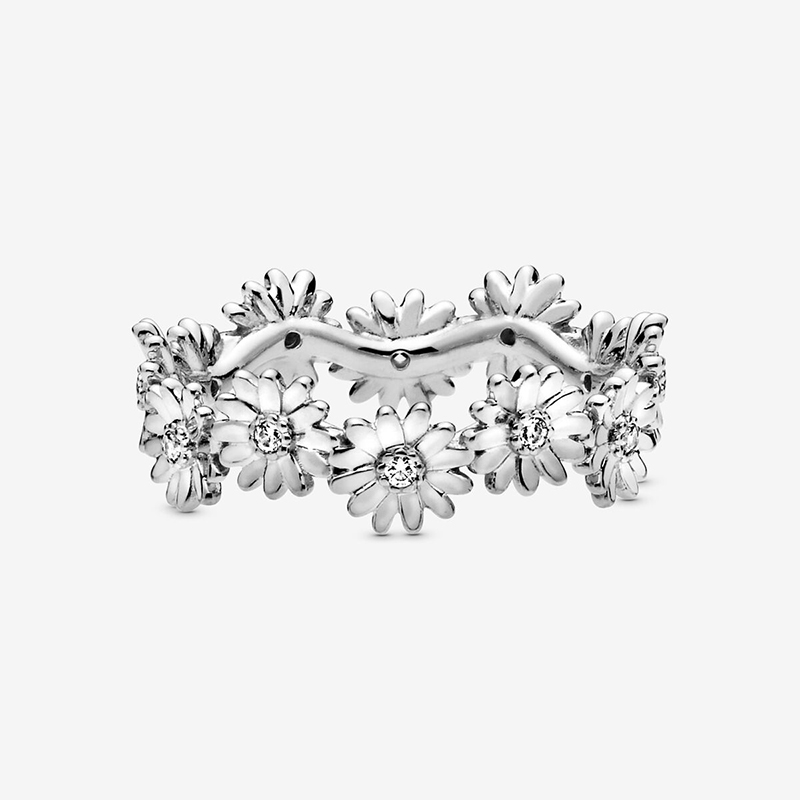 Sparkling Daisy Flower Crown Ring for Pandora Authentic Sterling Silver Wedding Party Jewelry designer Rings For Women Girls Luxury ring with Original Box