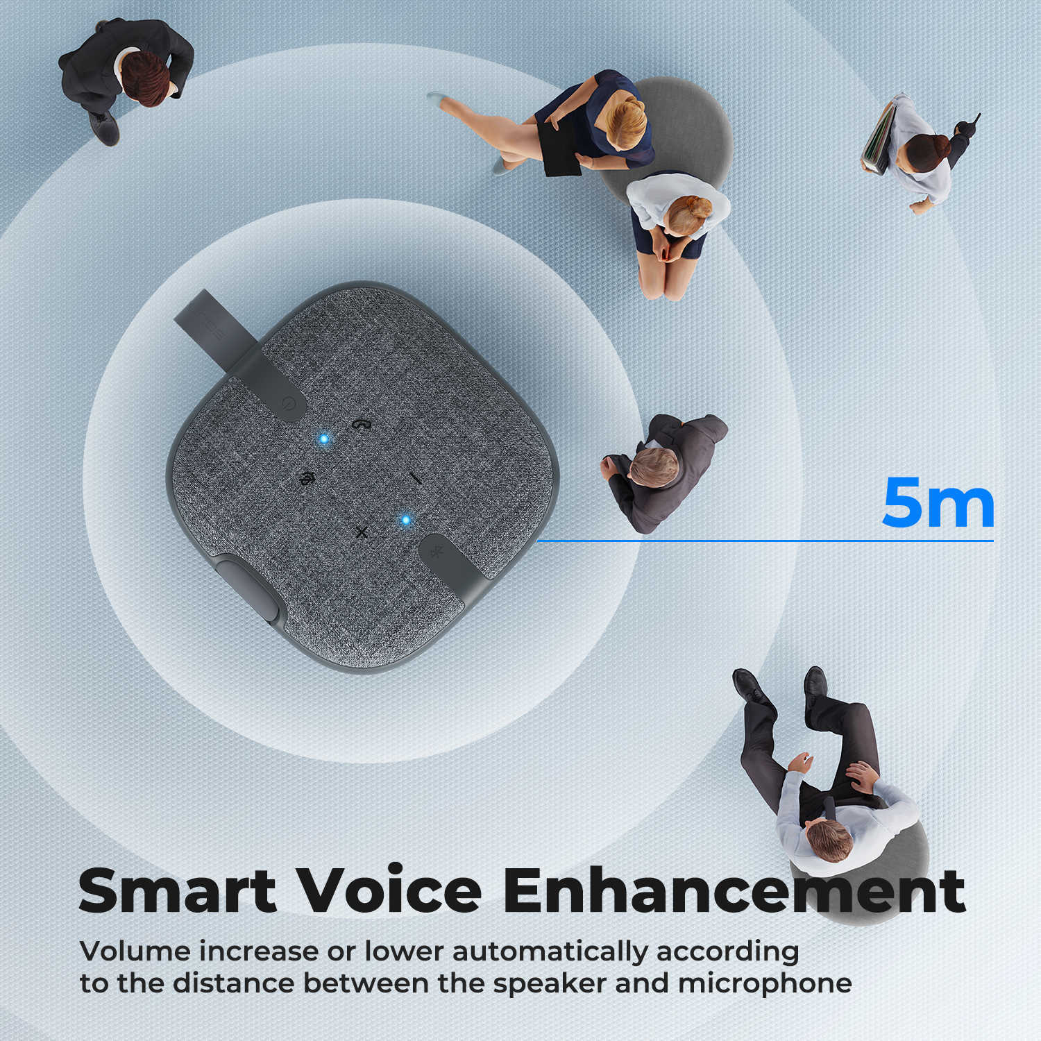 Haut-parleurs portables SOUNDPEATS PureVoice Bluetooth haut-parleur conférence haut-parleur bureau 4 micros amélioration de la voix intelligente AI réduction du bruit G230524