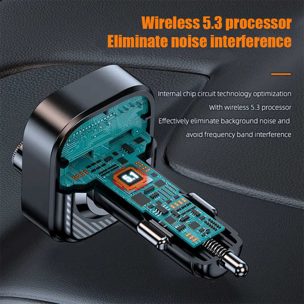 Nieuwe Bluetooth 5.3 FM-zender Wireless Bluetooth-auto-adapter Aux Radio-ontvanger MP3 Player Handsfree Call Type-C USB autolader