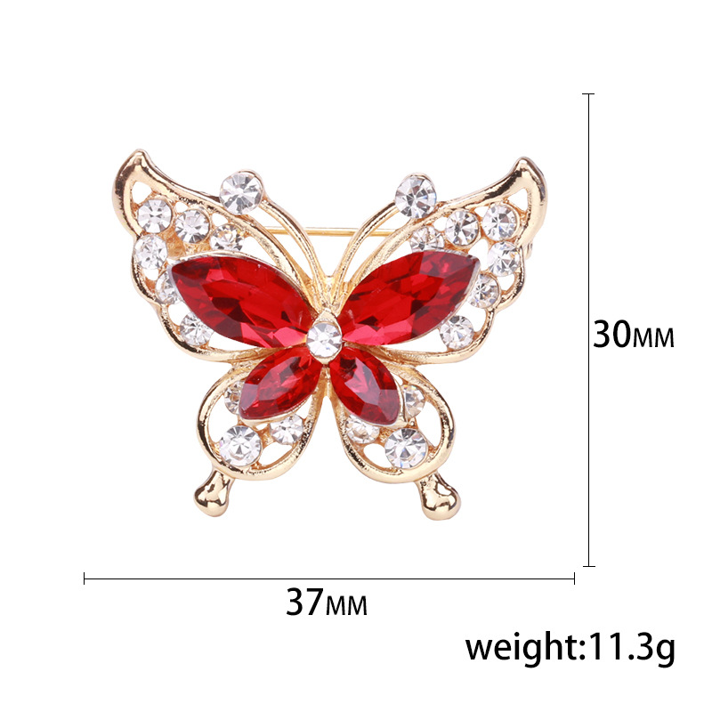 Brooch Fashion Beauty Women Gold Zinc Alloy Crystal Flower Butterfly Insect Pins