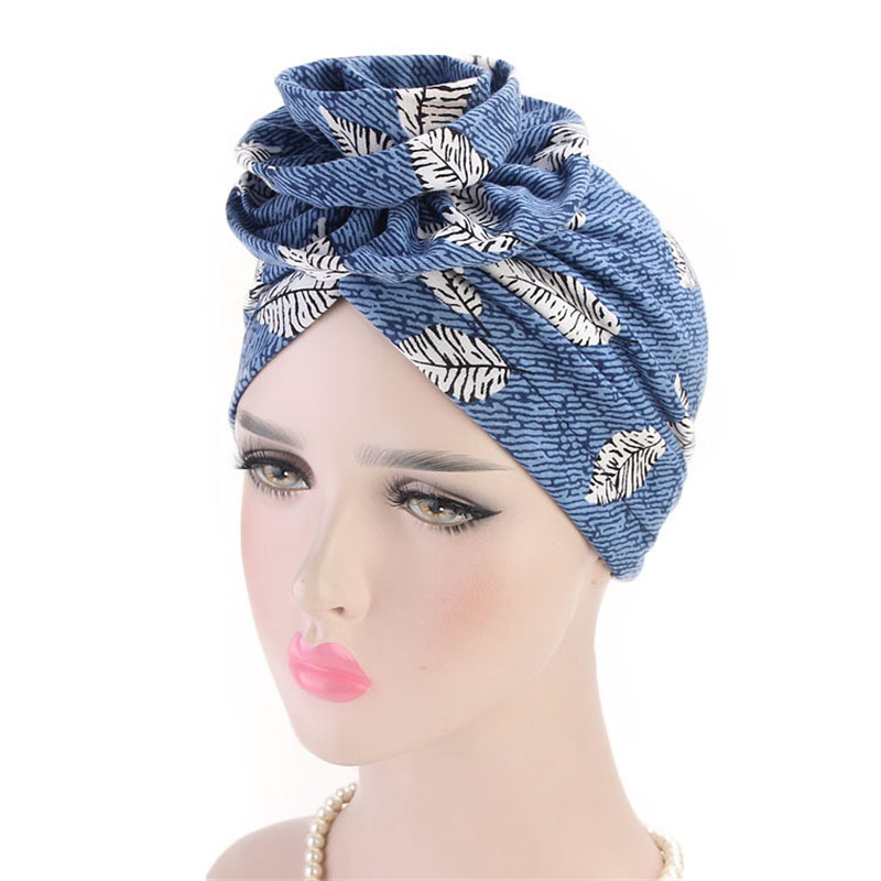 Indian Turban Women African Print Flower Chemo Cap Muslim Hijab Headscarf Wrap Beanies Bonnet Hair Loss Head Cover Wrap Headwear