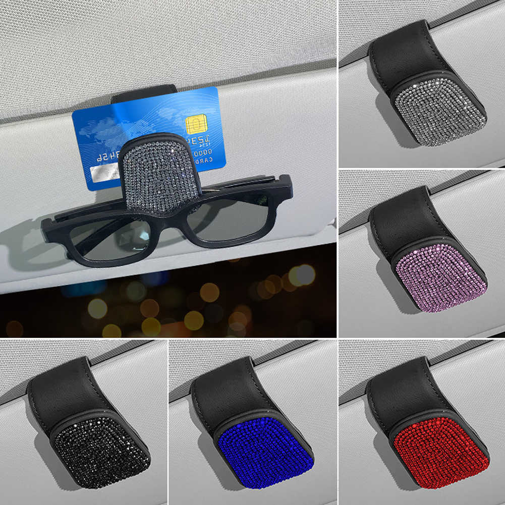 Новый вагона автомобиля Crystal Sunglasses держатель Auto Sun Scors Glasses Case Carp Card Ticke Card Plaginer Eyeglass