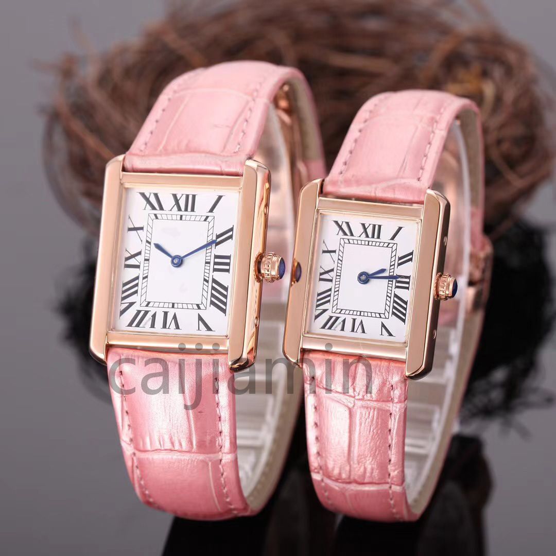 女性が女性の時計を監視する男性Quartz Luxury wristwatch Rectangle Small Dialener Watch Leather Strap Watch高品質235x