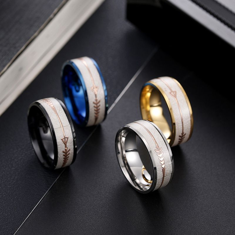 Fashion 8MM Arrow Fish Bone Titanium Steel Rings Men Wedding Ring Gifts