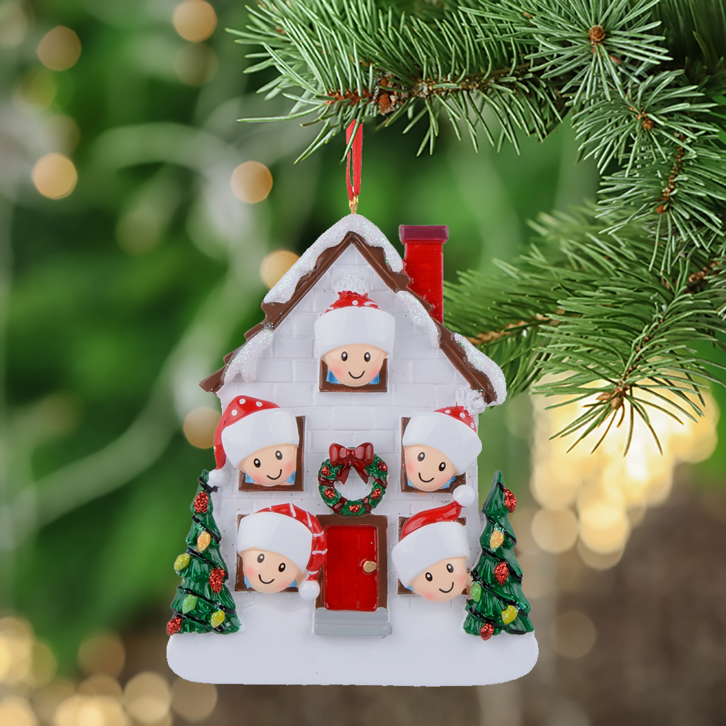 Personnalisation - La famille de la maison de 2 3 4 5 Maison de Noël Resin Ornement Personnalisé Cadeau de vacances Decoration Home246b