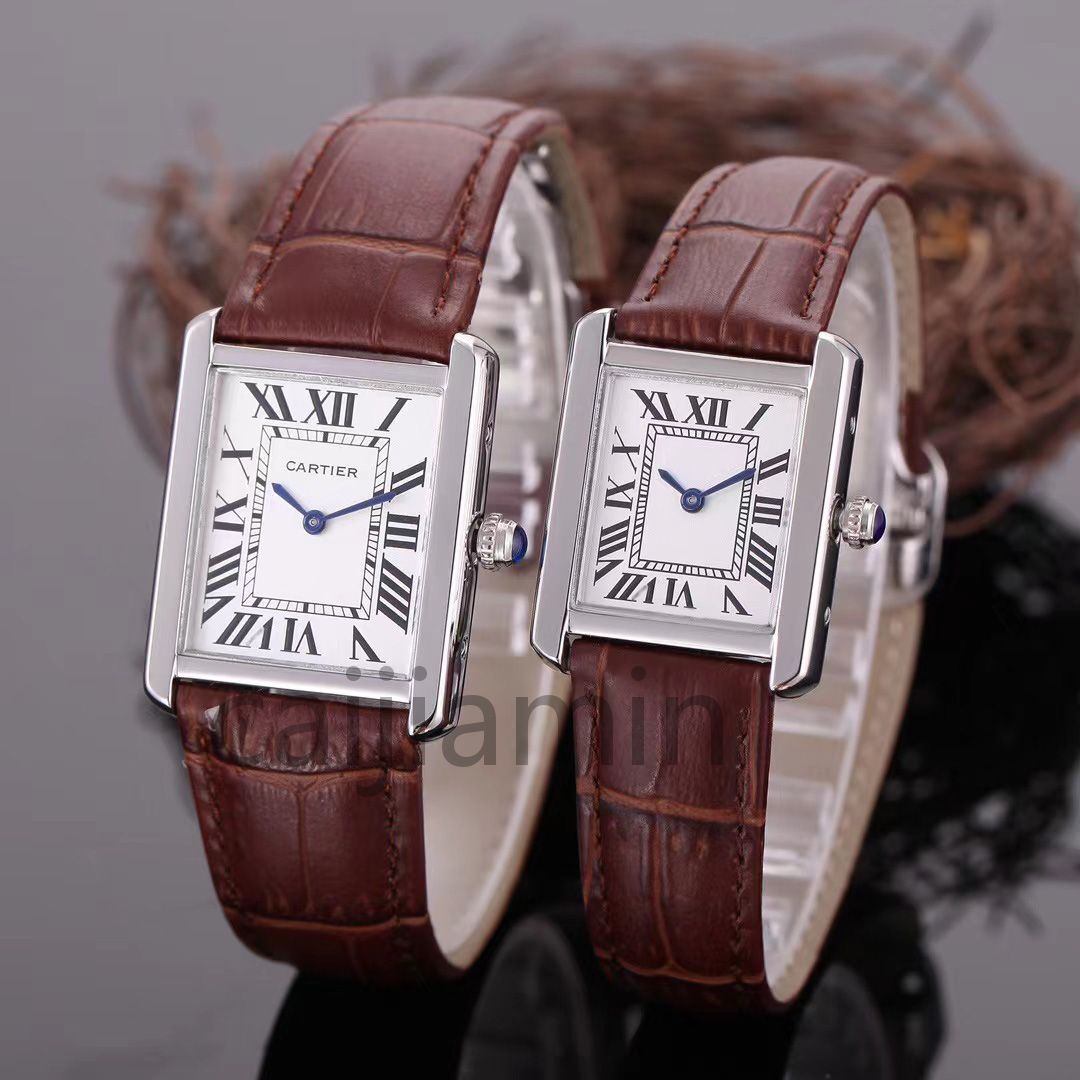 Ladies Watch for Women Watches Men Quartz Luxury Wristwatch Rectangle Small Dial Designer Watch Läderband Titta på hög kvalitet235x