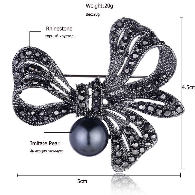 Pins Broschen Vintage schwarze Perle Kristall Strass Kranz Rose Brosche geeignet für Damen elegante Brautkleider Schals Schmuck 2019 G220523