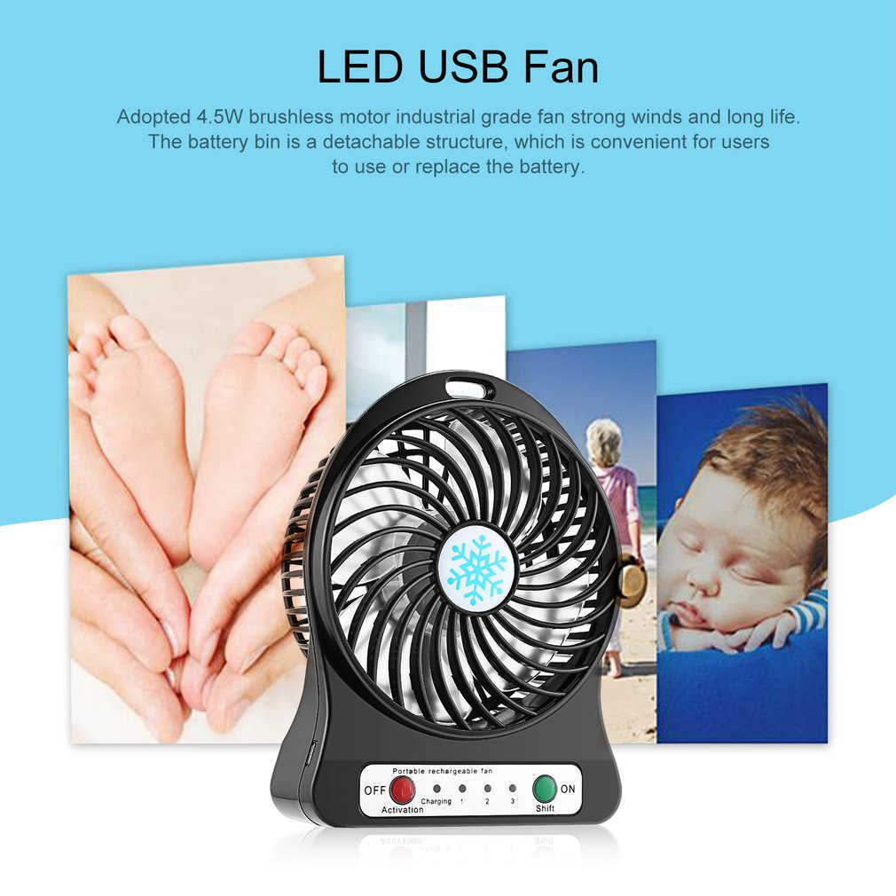 Novo Xiaomi Portable Mini Fan Fan Cooler USB Fãs de desktop carregáveis ​​3 Regulamento de velocidade de modo de verão fãs de mão ao ar livre com luzes LED