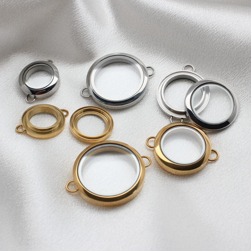 1 st 20mm 25mm 30mm rostfritt stål flytande skåp glasminnesvridning med silverguld för armband smycken