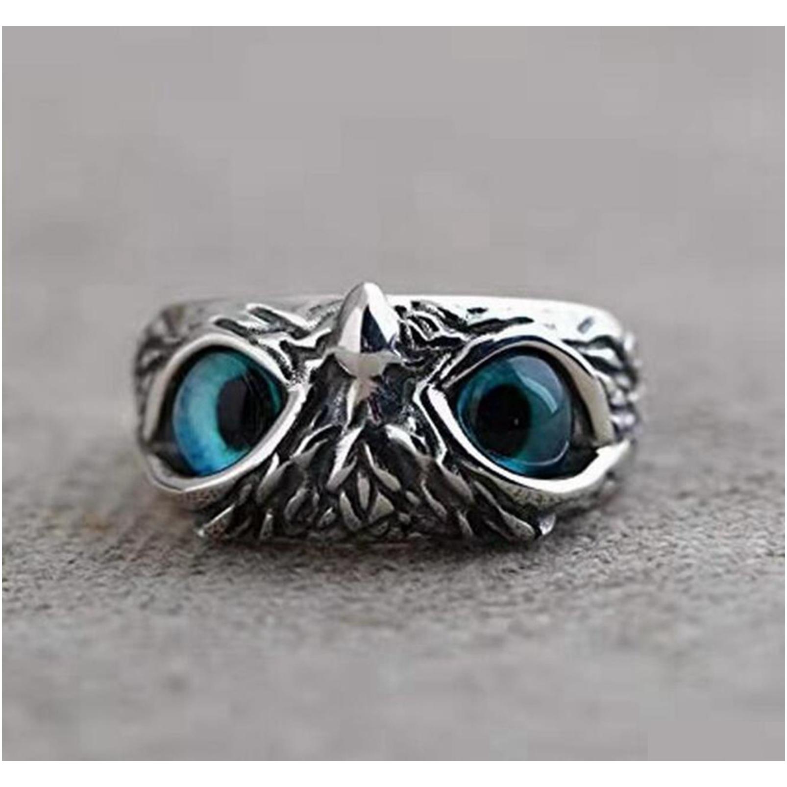 Pierścienie zespołu hurtowe Owl Ring Eye Sier talerz vintage mężczyźni kobiety punkowe rocker fajne impreza fawory