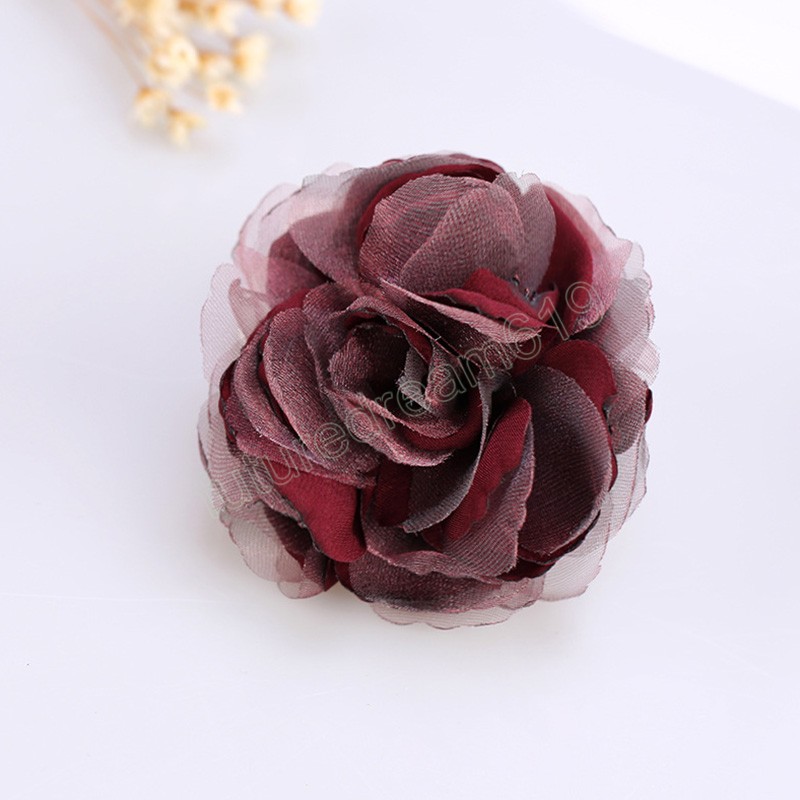 Silk Yarn Fabric Flower Brooch Shirt Lapel Pin Brooches Elegant Women Coat Sweater Badge Jewelry Suit Coat Corsage Brooch Gifts