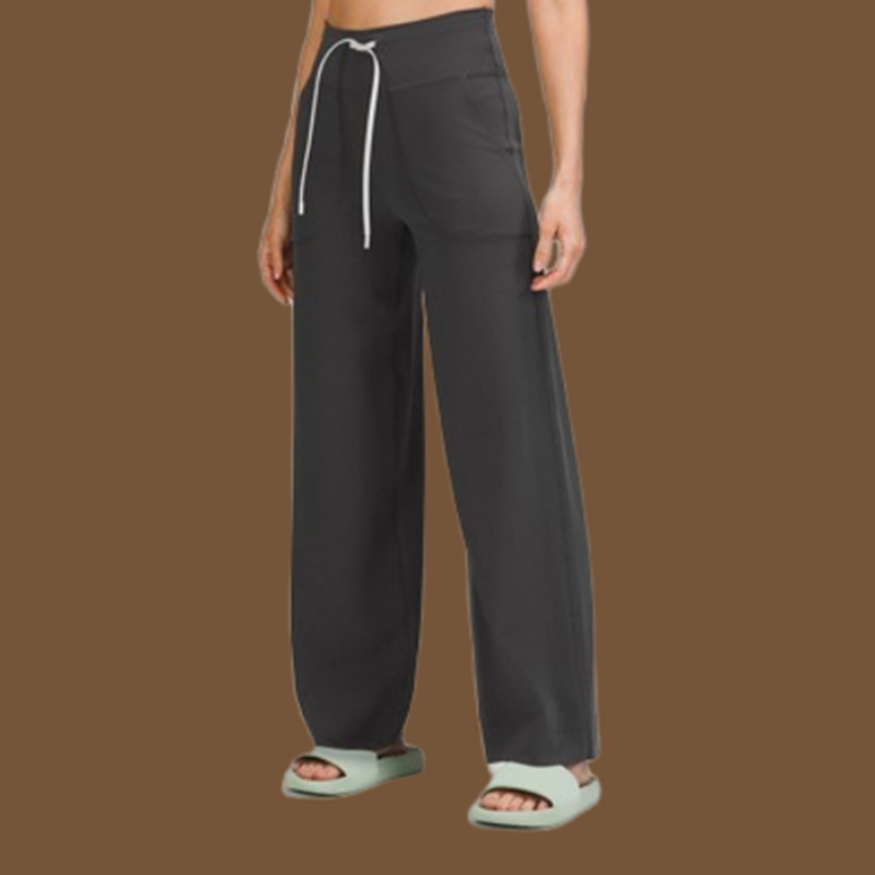 LU-001 Yoga-Damen-Jogginghose, lockere Hose mit weitem Bein, Cloud Sense, hohe Feder, Zugseil, Damentasche, ausgestellte Hose, LL Throwback Still
