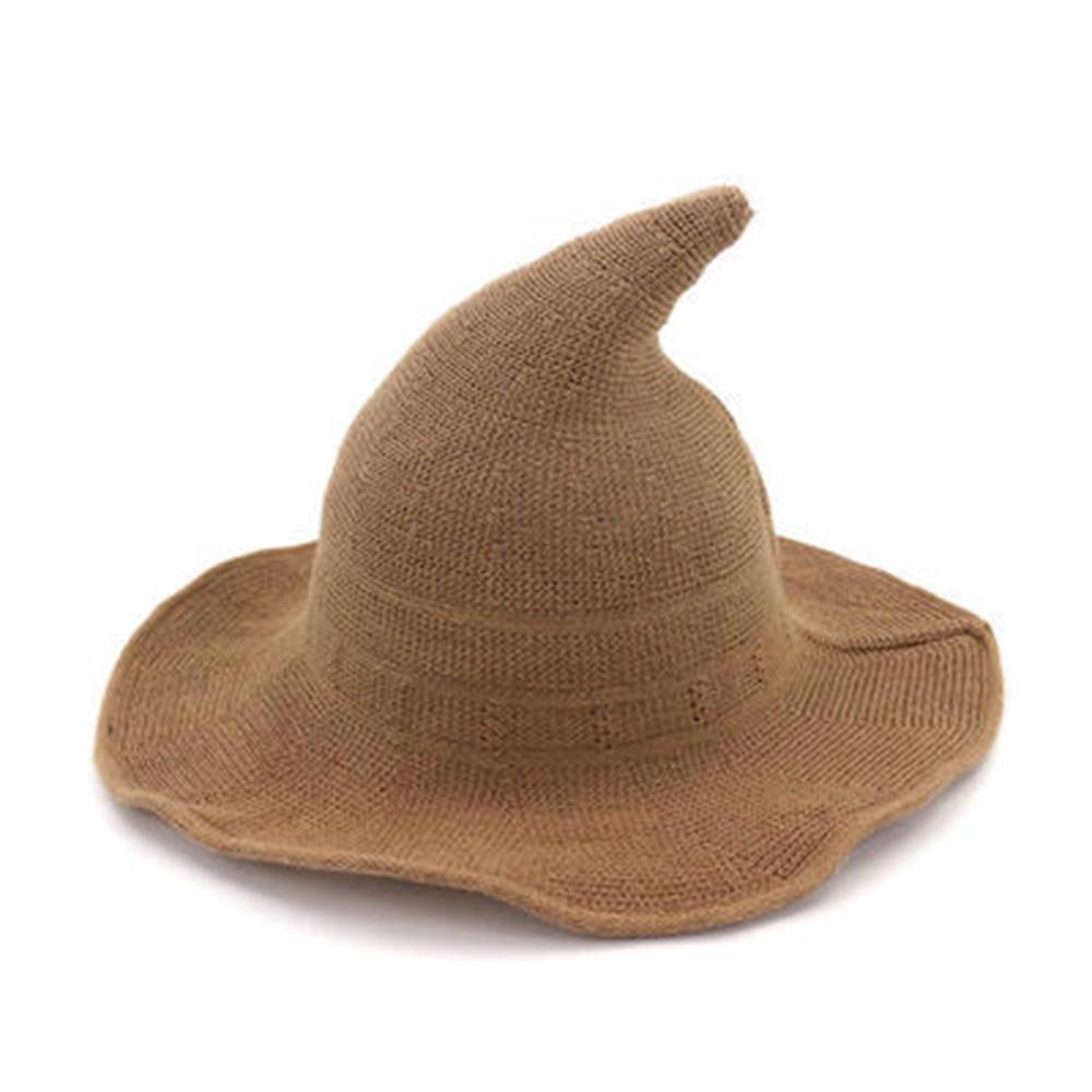 Vintage Halloween Witch Hat Woolen Long Point Hat for Women Halloween Party Hat Magical Hat Festival Party Cosplay Decoration