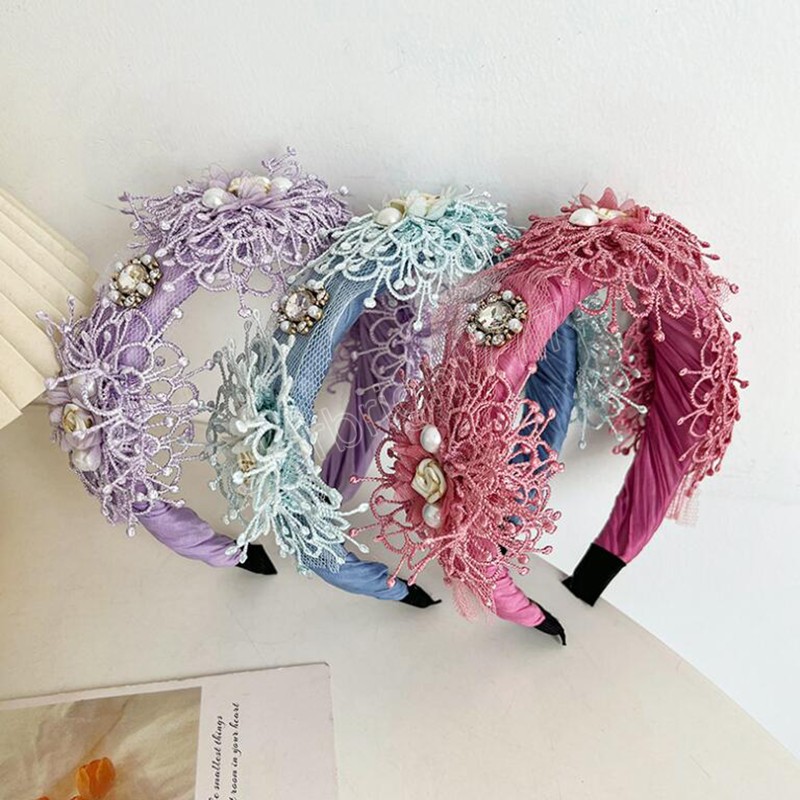 Fashion Top Quality Hairband Pearls Flower Headband Luxurious Baroque Headwear Party Wedding Turban Hair Accessories