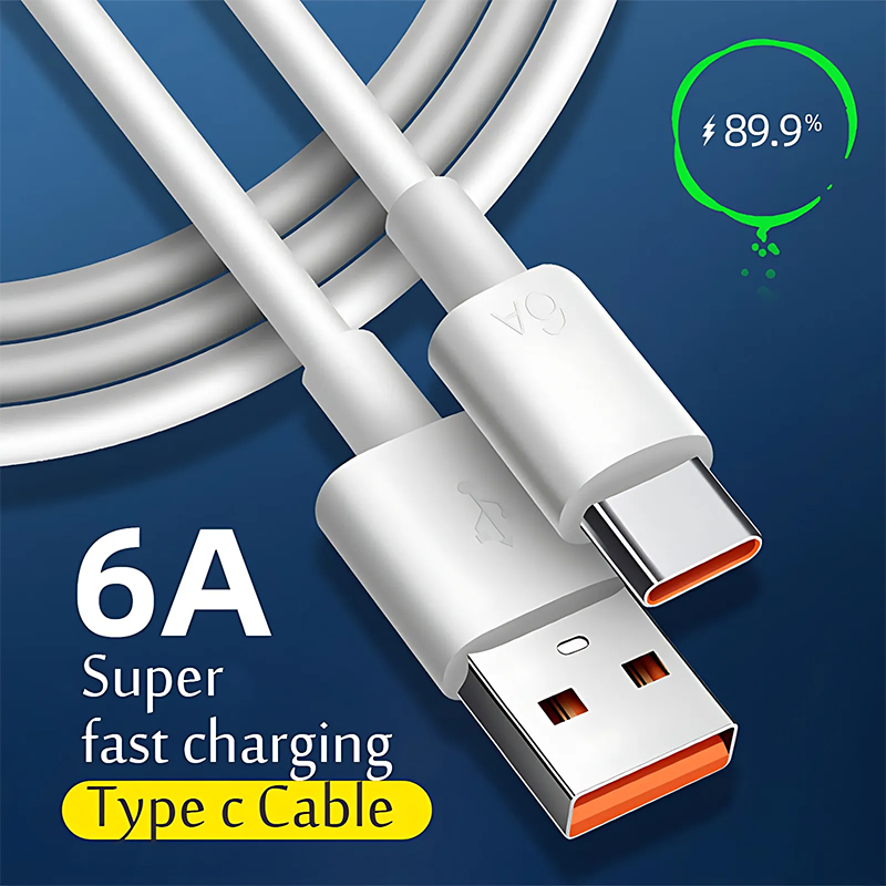 Cables de carga rápida 1m 3ft 6A Tipo c Cable USB para Samsung S8 S9 S10 S20 note 20 htc xiaomi OPPO Huawei teléfono android Línea de datos