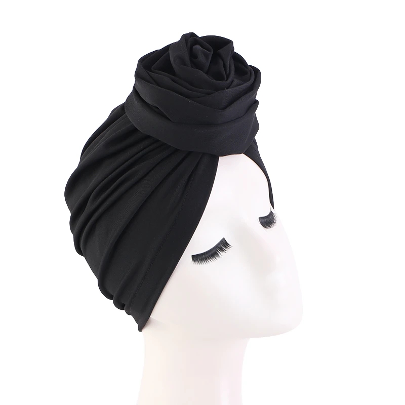 New Women Big Flower Turban Hat Muslim Hijab Caps Ladies Chemo Cap African Head Wrap Bonnet Party Headpiece Turbante Mujer