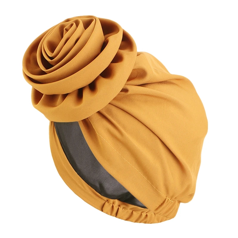 Nuove donne Big Flower Muslim Turban Turban Lispeding Wrap Wrap Hijab Sleept Hat Cappello Chemio Capo elastico Bernio Banda Bandana Copertina