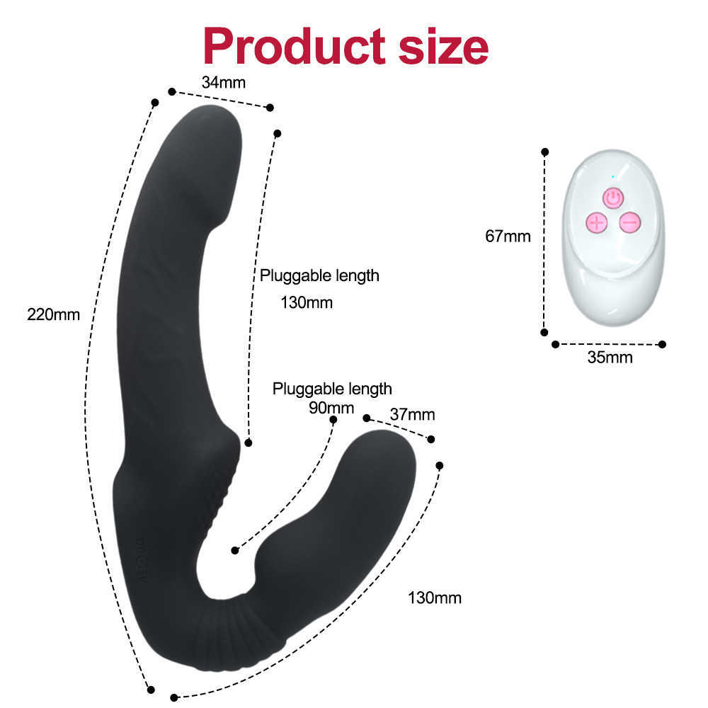 10 Speeds Strapless Strapon Dildo Vibrator Female Double Vibrating Spot Adult Sex Toys For Women Couple Anal Prostate Massager 80% Online Store 50% factory store sale