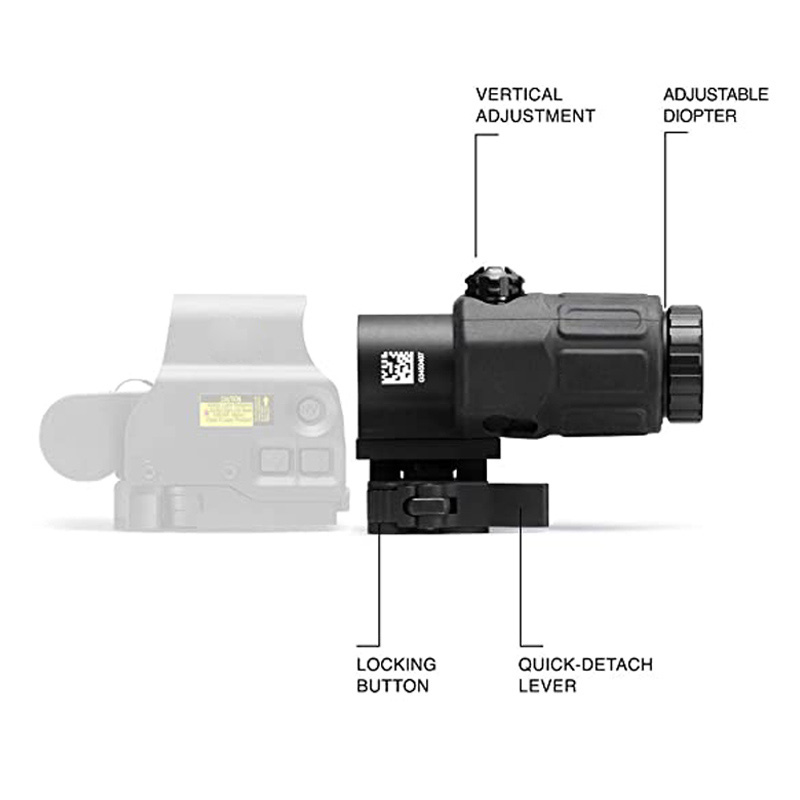 Taktisk G33 Magnifier Optics 3x Förstoring Omfattning med Switch to Side STS Snabbt löstagbart montering av jakt Riflescope Fit Weaver Rail