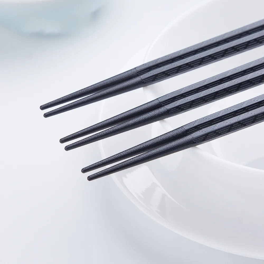 Svart chopstick restaurang hållbar japansk pinn-sushi svart-legering pinnar kinesisk mat