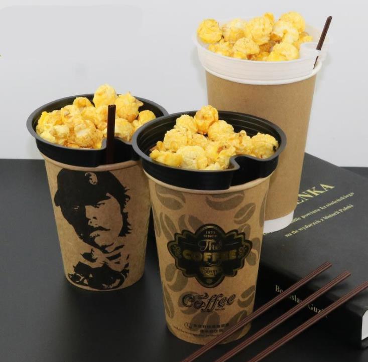 Snack Cup Holder Creative Fried Chicken Fries Popcorn Cup Holder Disponable Cold Drink Milk Tea Plastic Tray No Cup