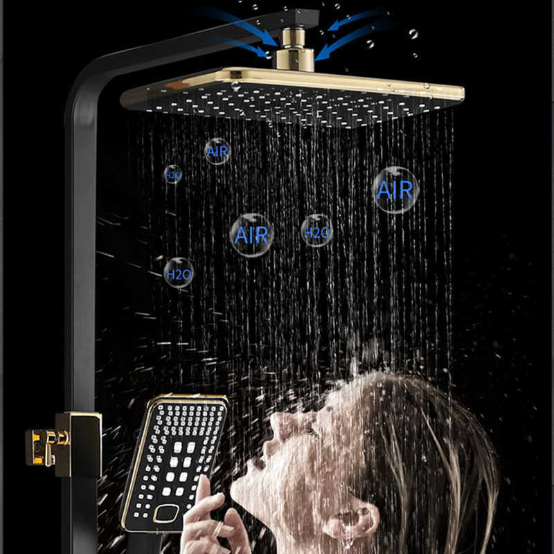 Badrumduschuppsättningar Smart Digital Badrum Duschuppsättning Kvalitet Mässing Badkar Mixer kranar Abs duschhuvud Väggmonterat termostatiskt duschsystem G230525