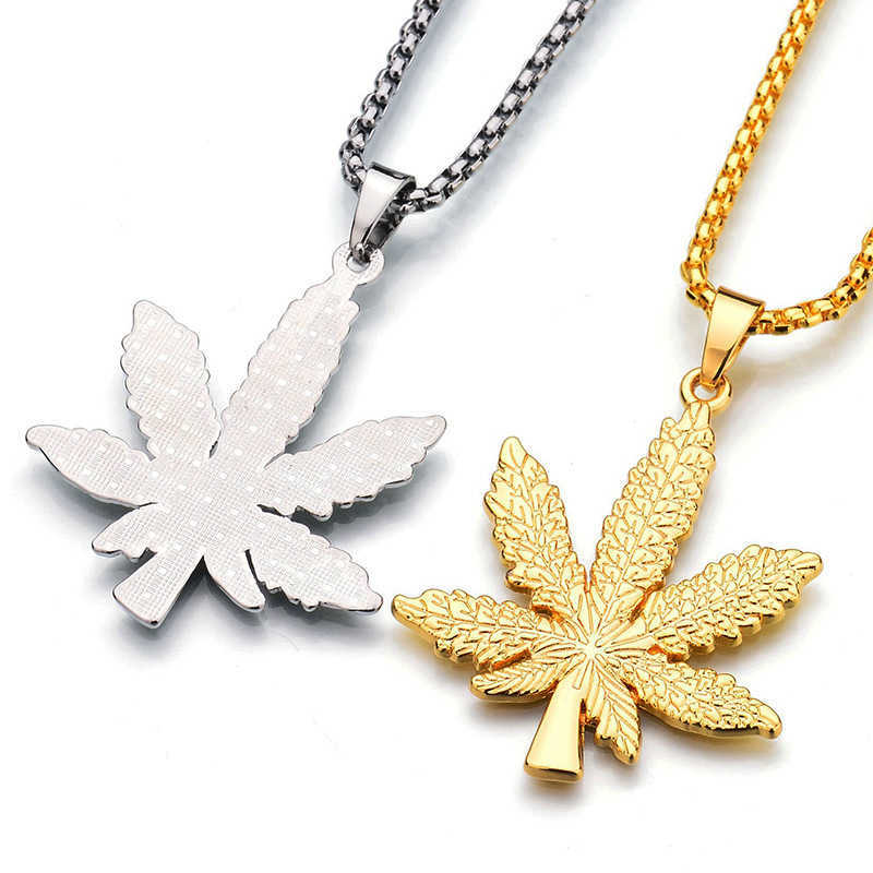 Pendant Necklaces Fashion Cuban Stainless Steel Chain Maple Leaf Hip Hop Necklace Men's Creative Jewelry Party Anniversary Gift G220524