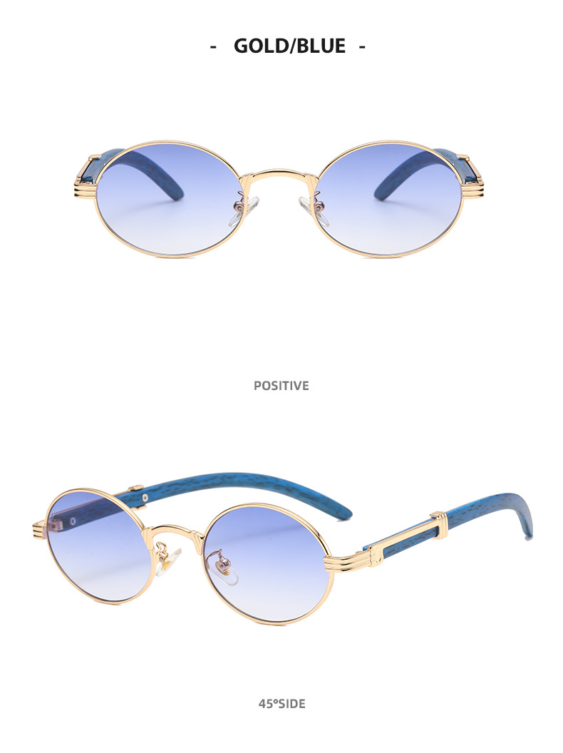 Retro Circle Imitacja Ziarno Drewna Okulary przeciwsłoneczne Superclear Men/Women Sunglass Metal Ramka osobowość Styl Styl mieszanki kolory