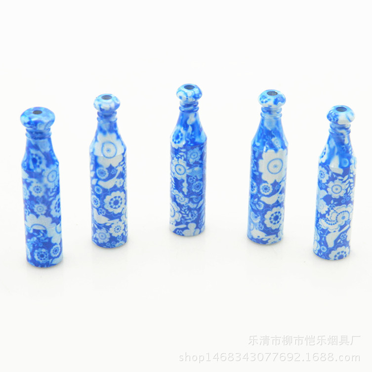 Hookahs Small Blue and White Porslin Snuff Bottle Portable MoneBable Mini Aluminium Pipe Metal Snuff Bottle