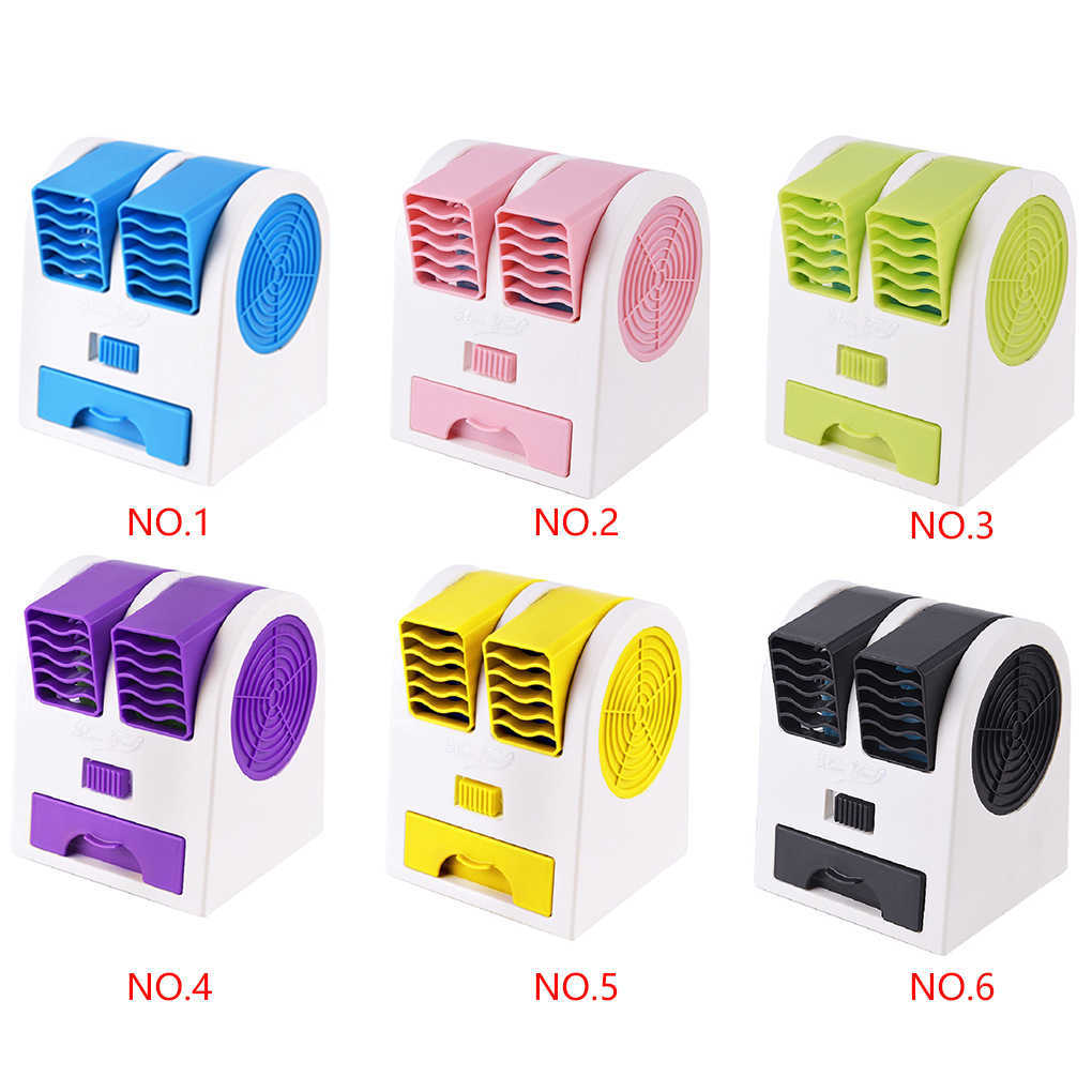 New USB Mini Air Conditioner Portable Personal Cooling Fan Double Air Outlet Summer Desktop Air Cooler Fan
