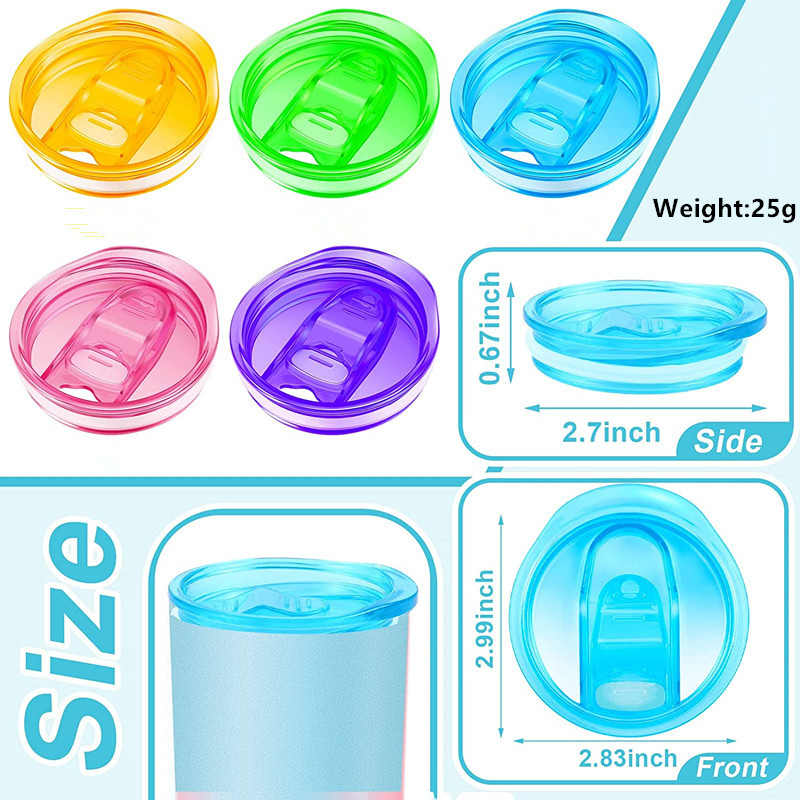 Colorful 20oz Skinny Tumbler Replacement Lids Plastic Splash Resistant Leakproof Lids Covers Spill Proof Skinny Cup Lid For Wide Mouth Tumbler Cooler Cup