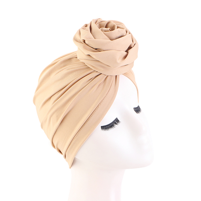 New Women Big Flower Turban Hat Muslim Hijab Caps Ladies Chemo Cap African Head Wrap Bonnet Party Headpiece Turbante Mujer