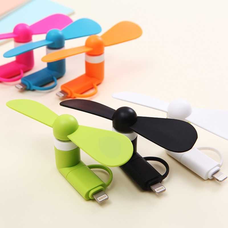 Nieuwe draagbare mini 2 in 1 mobiele telefoon Fan Micro USB -adaptertype iOS smartphone voor iPhone Android Micro Hanldheld Cooling Fan 3in1