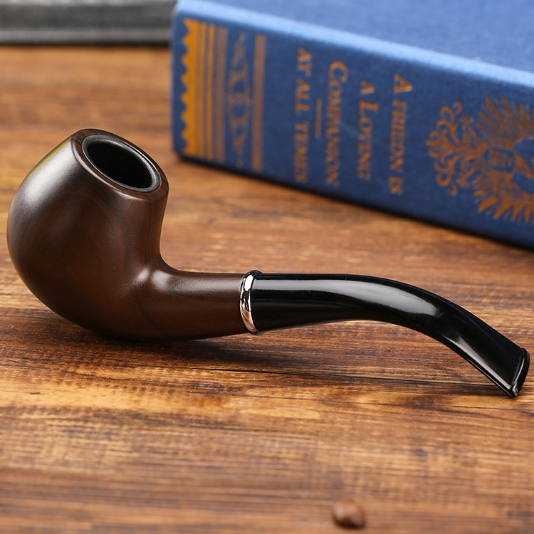 Narguilé Pipe en résine à grain de bois à poignée incurvée, ensemble de fumage de pipe en bois pour hommes vintage et à la mode