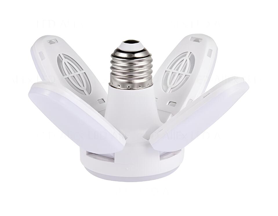 E27 LED -lampventilator Blade Timinglamp 220V 28W 360 ° opvouwbare LED industriële gloeilamplamp voor huisplafondlicht garagelicht